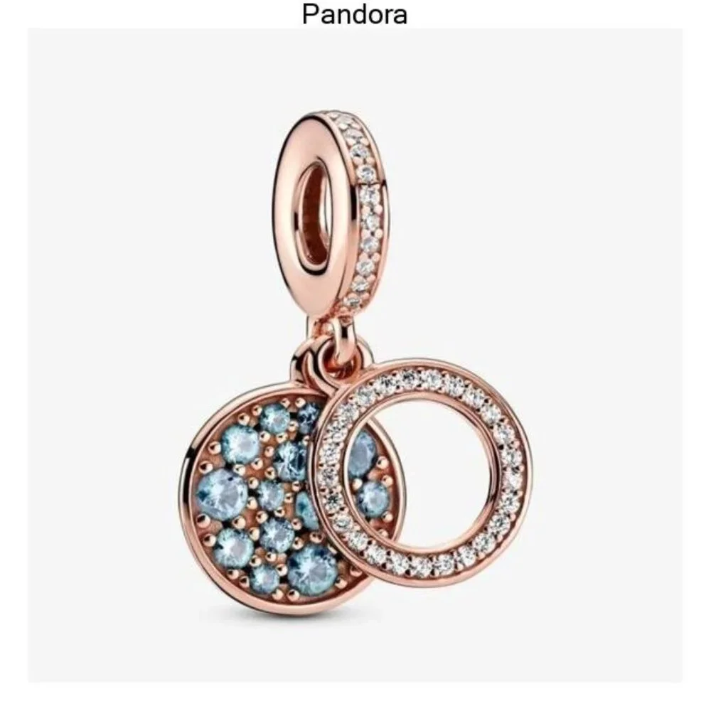 Pandora Sparkling Blue Disc Double Dangle Charm